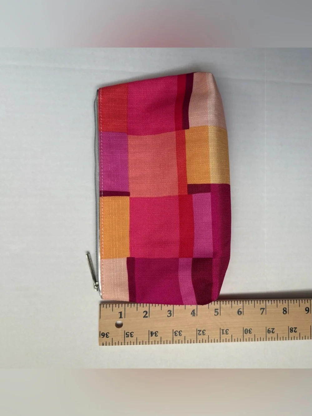 Clinique Cosmetic Bag Multicolored Plaid Pattern
